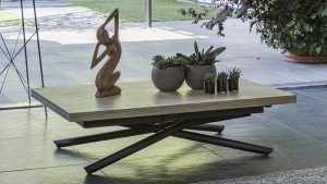 tavolo rettangolare alzabile pieghevole salotto pranzo Lotus nobilitato vetro effetto malta ceramica 1